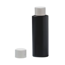 Botella 100 ml HDPE Negro con Tapón Simple Gris Plata (24/410) - Botellas HDPE