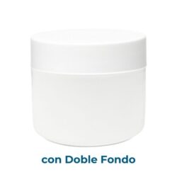 Tarro 200 ml Doble Fondo Blanco con Tapa Blanco Ø 90 (Base, Tapa y Obturador) - Tarros de PP