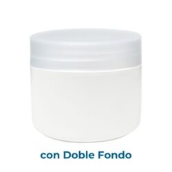 Tarro 200 ml Doble Fondo Blanco con Tapa Traslúcido Ø 90 (Base, Tapa y Obturador) - Tarros de PP