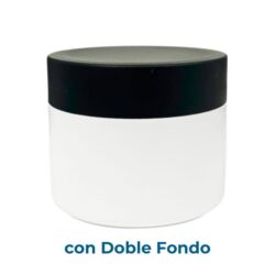 Tarro 200 ml Doble Fondo Blanco con Tapa Negro Ø 90 (Base, Tapa y Obturador) - Tarros de PP
