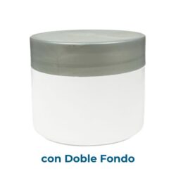 Tarro 200 ml Doble Fondo Blanco con Tapa Nacarada Plata Ø 90 (Base, Tapa y Obturador) - Tarros de PP