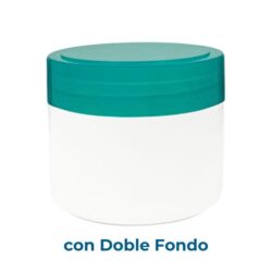 Tarro 200 ml Doble Fondo Blanco con Tapa Verde Brillo Apilable Ø 90 (Base, Tapa y Obturador) - Tarros de PP