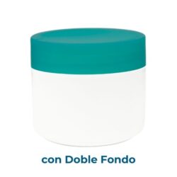 Tarro 200 ml Doble Fondo Blanco con Tapa Verde Oscuro Ø 90 (Base, Tapa y Obturador) - Tarros de PP