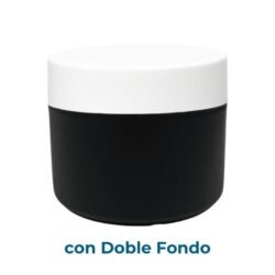 Tarro 200 ml Doble Fondo Negro con Tapa Blanco Ø 90 (Base, Tapa y Obturador) - Tarros de PP