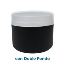 Tarro 200 ml Doble Fondo Negro con Tapa Traslúcido Ø 90 (Base, Tapa y Obturador) - Tarros de PP