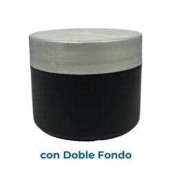 Tarro 200 ml Doble Fondo Negro con Tapa Nacarada Plata Ø 90 (Base, Tapa y Obturador) - Tarros de PP