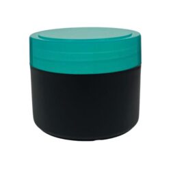Tarro 250 ml Negro con Tapa Verde Brillo Apilable Ø 90 (Base, Tapa y Obturador) - Tarros de PP