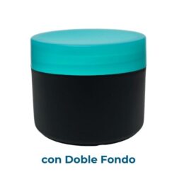 Tarro 200 ml Doble Fondo Negro con Tapa Verde Claro Ø 90 (Base, Tapa y Obturador) - Tarros de PP