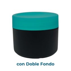 Tarro 200 ml Doble Fondo Negro con Tapa Verde Oscuro Ø 90 (Base, Tapa y Obturador) - Tarros de PP