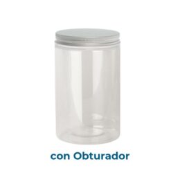 Tarro 400 ml PET Transparente con Tapa de Aluminio Ø 70 y Obturador (Base, Tapa con Oblea y Obturador) - Tarros de PET