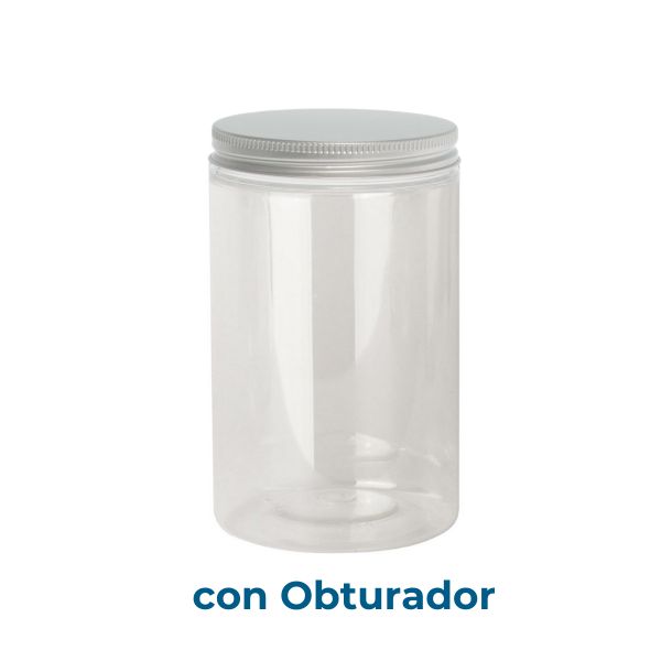 Tarro 400 ml PET Transparente con Tapa de Aluminio Ø 70 y Obturador (Base, Tapa con Oblea y Obturador) - Tarros de PET
