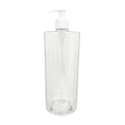 Botella 1.000 ml PET Transparente Hombro Recto con Dosificador Blanco Estrecho (28/410) - Botellas