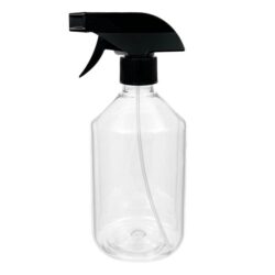Botella 500 ml PET Transparente con Spray Pistola Negro (28/410) - Botellas PET