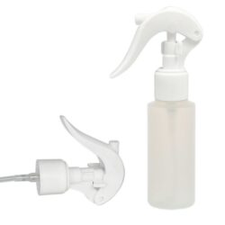 Botella 60 ml HDPE Traslúcido con Pistola Spray Trigger Blanco (24/410) - Amenities