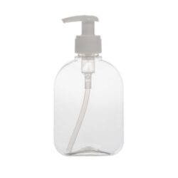 Botella 250 ml PET Petaca Transparente con Dosificador Blanco (28/410) - Botellas PET