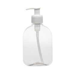 Botella 250 ml PET Petaca Transparente con Dosificador Estrecho Blanco (28/410) - Botellas PET