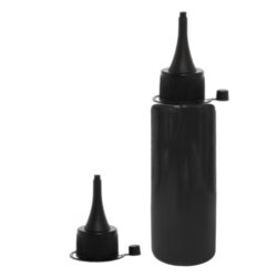 Botella 100 ml PET Negro con Tapón Cánula Negra y Capuchón de Presión (24/410) - Botellas PET
