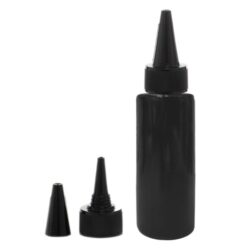 Botella 100 ml PET Negro con Tapón Cánula Negra y Capuchón de Rosca (24/410) - Botellas PET