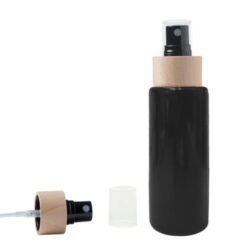 Botella 100 ml PET Negro con Vaporizador Negro Funda Madera (24/410) - Botellas PET