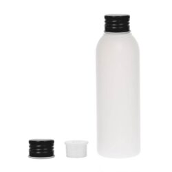 Botella 125 ml HDPE Traslúcido con Tapón Aluminio Negro y Obturador (24/410) - Botellas HDPE