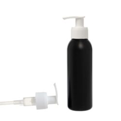 Botella 125 ml HDPE Negro con Dosificador Estrecho Blanco (24/410) - Botellas HDPE