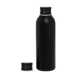 Botella 125 ml HDPE Negro con Tapón Aluminio Negro (24/410) - Botellas HDPE