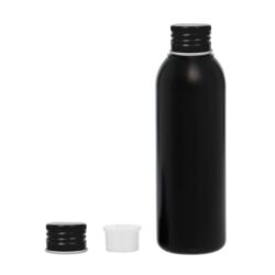 Botella 125 ml HDPE Negro con Tapón Aluminio Negro y Obturador (24/410) - Botellas HDPE