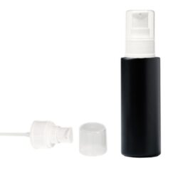 Botella 125 ml HDPE Negro Recta con Dosificador Blanco serum (24/410) - Botellas HDPE