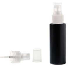 Botella 125 ml HDPE Negro Recta con Vaporizador Traslúcido (24/410) - Botellas HDPE