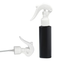 Botella 125 ml HDPE Negro Recta con Pistola Spray Trigger Blanco (24/410) - Botellas HDPE