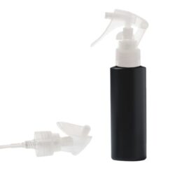 Botella 125 ml HDPE Negro Recta con Pistola Spray Trigger Traslúcido (24/410) - Botellas HDPE