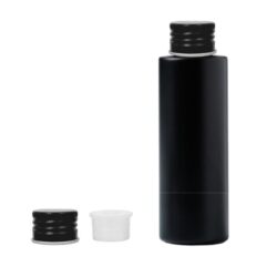 Botella 125 ml HDPE Negro Recta con Tapón Aluminio Negro con Obturador (24/410) - Botellas HDPE