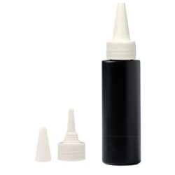 Botella 125 ml HDPE Negro Recta con Tapón Cánula de rosca Blanca (24/410) - Botellas HDPE