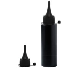 Botella 125 ml HDPE Negro Recta con Tapón Cánula Negra y Capuchón de Presión (24/410) - Botellas HDPE