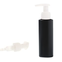 Botella 125 ml HDPE Negro Recta con Dosificador Ancho Blanco (24/410) - Botellas HDPE