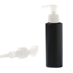 Botella 125 ml HDPE Negro Recta con Dosificador Ancho Traslúcido (24/410) - Botellas HDPE