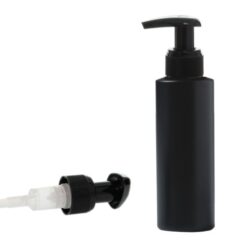 Botella 125 ml HDPE Negro Recta con Dosificador Ancho Negro (24/410) - Botellas HDPE