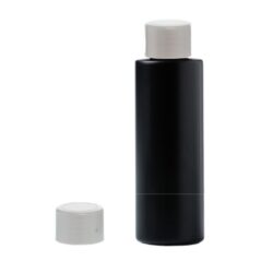 Botella 125 ml HDPE Negro Recta con Tapón Gris Plata (24/410) - Botellas HDPE