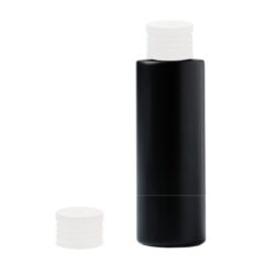 Botella 125 ml HDPE Negro Recta con Tapón Blanco (24/410) - Botellas HDPE