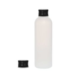 Botella 200 ml HDPE Traslúcido con Tapón Aluminio Negro (24/410) - Botellas HDPE