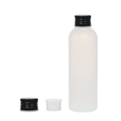 Botella 200 ml HDPE Traslúcido con Tapón Aluminio Negro y Obturador (24/410) - Botellas HDPE