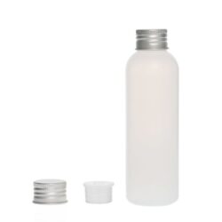 Botella 200 ml HDPE Traslúcido con Tapón Aluminio Plata y Obturador (24/410) - Botellas HDPE