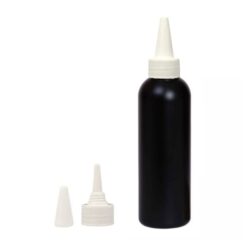 Botella 200 ml HDPE Negro con Tapón Cánula Rosca Blanco (24/410) - Botellas HDPE