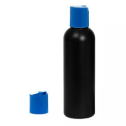 Botella 200 ml HDPE Negro con Tapón Disc-Top Azul (24/410) - Botellas HDPE