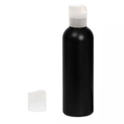 Botella 200 ml HDPE Negro con Tapón Disc-Top Traslúcido (24/410) - Botellas HDPE
