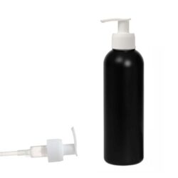 Botella 200 ml HDPE Negro con Dosificador Blanco Estrecho (24/410) - Botellas HDPE