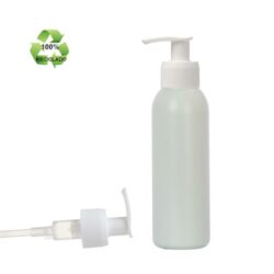 Botella 125 ml HDPE Reciclado con Dosificador Estrecho Blanco (24/410) - Botellas ECO