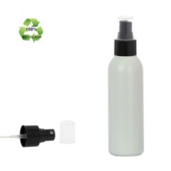 Botella 125 ml HDPE Reciclado con Vaporizador Negro (24/410) - Corte Tubo