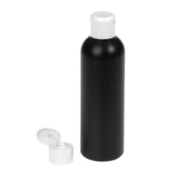 Botella 200 ml HDPE Negro con Tapón Bisagra Blanco (24/410) - Botellas HDPE