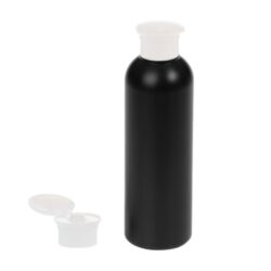 Botella 200 ml HDPE Negro con Tapón Bisagra Seta Blanco (24/410) - Botellas HDPE